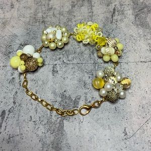 OOAK Yellow Vintage Earring Bracelet. Bridal/Bridesmaids Vintage Wedding
